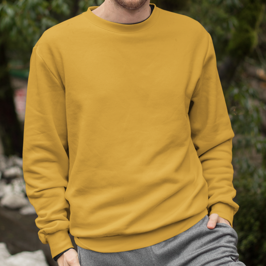 Solid-Men's Mustard Regular Fit Sweatshirt