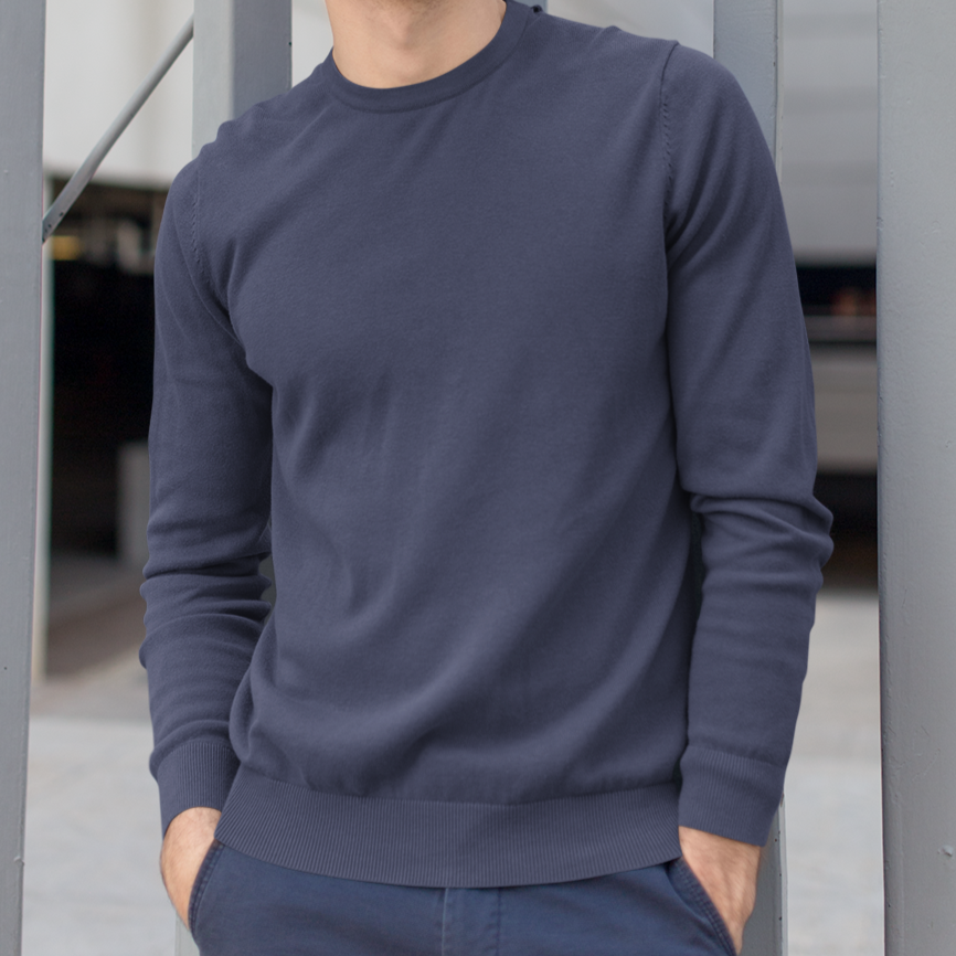 Solid-Men's Navy Blue Regular Fit Sweatshirt