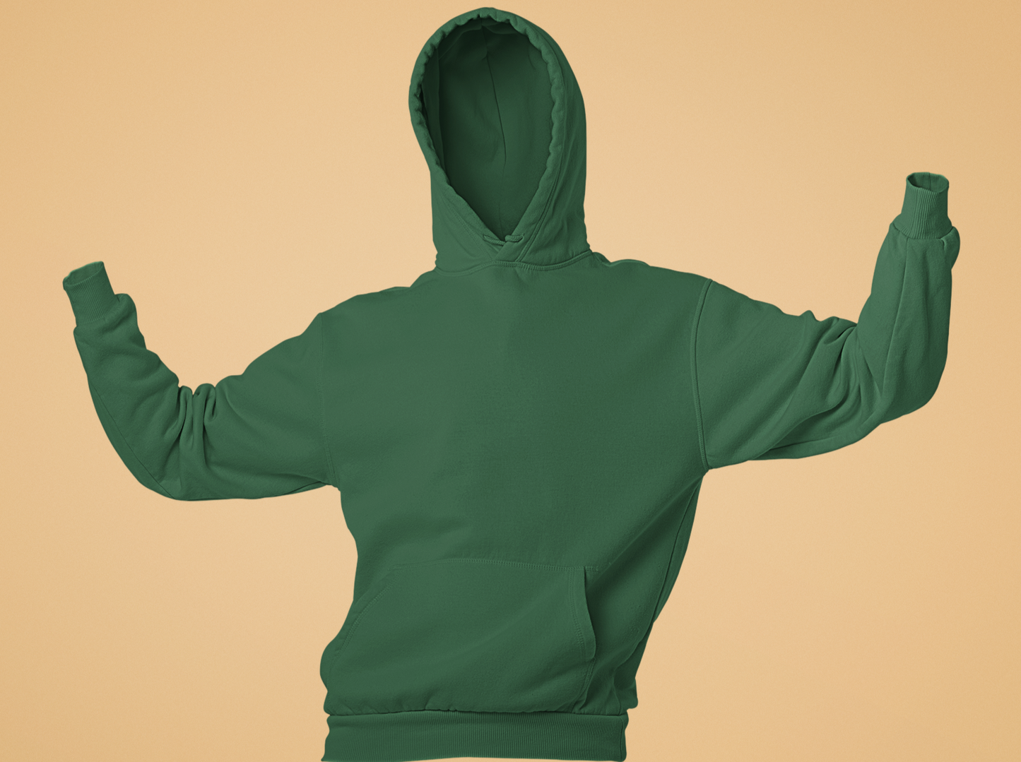 Solid-Unisex Green Regular Fit Hoodie