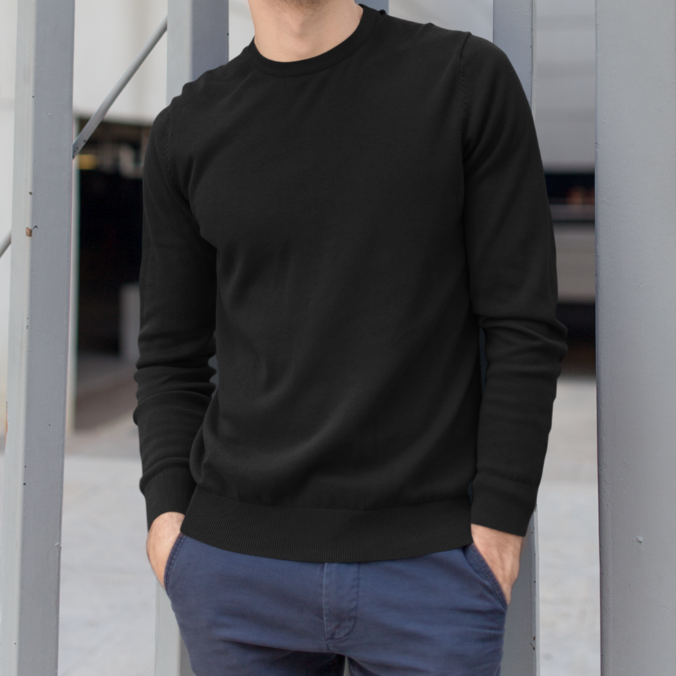 Solid-Men's Black Regular Fit Sweatshirt