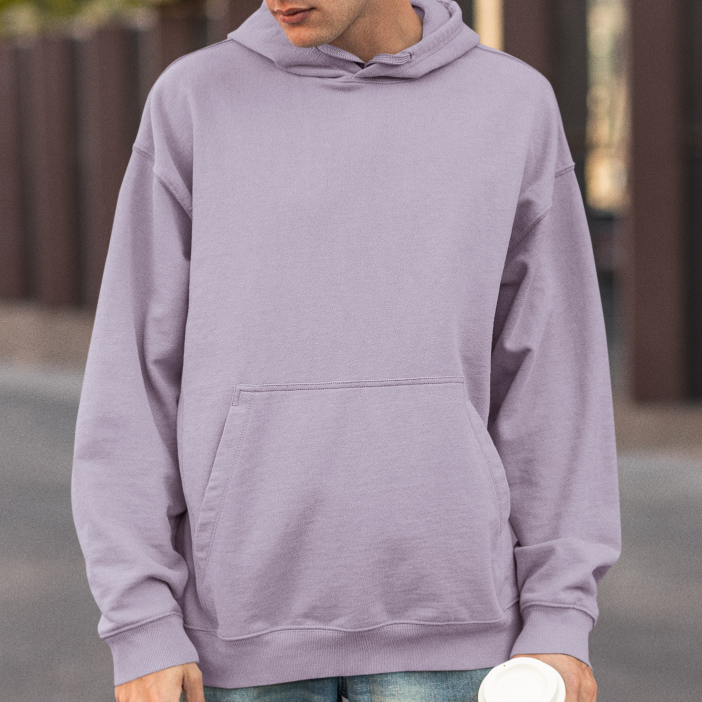 Oversized Lavender Solid Hoodie-Unisex