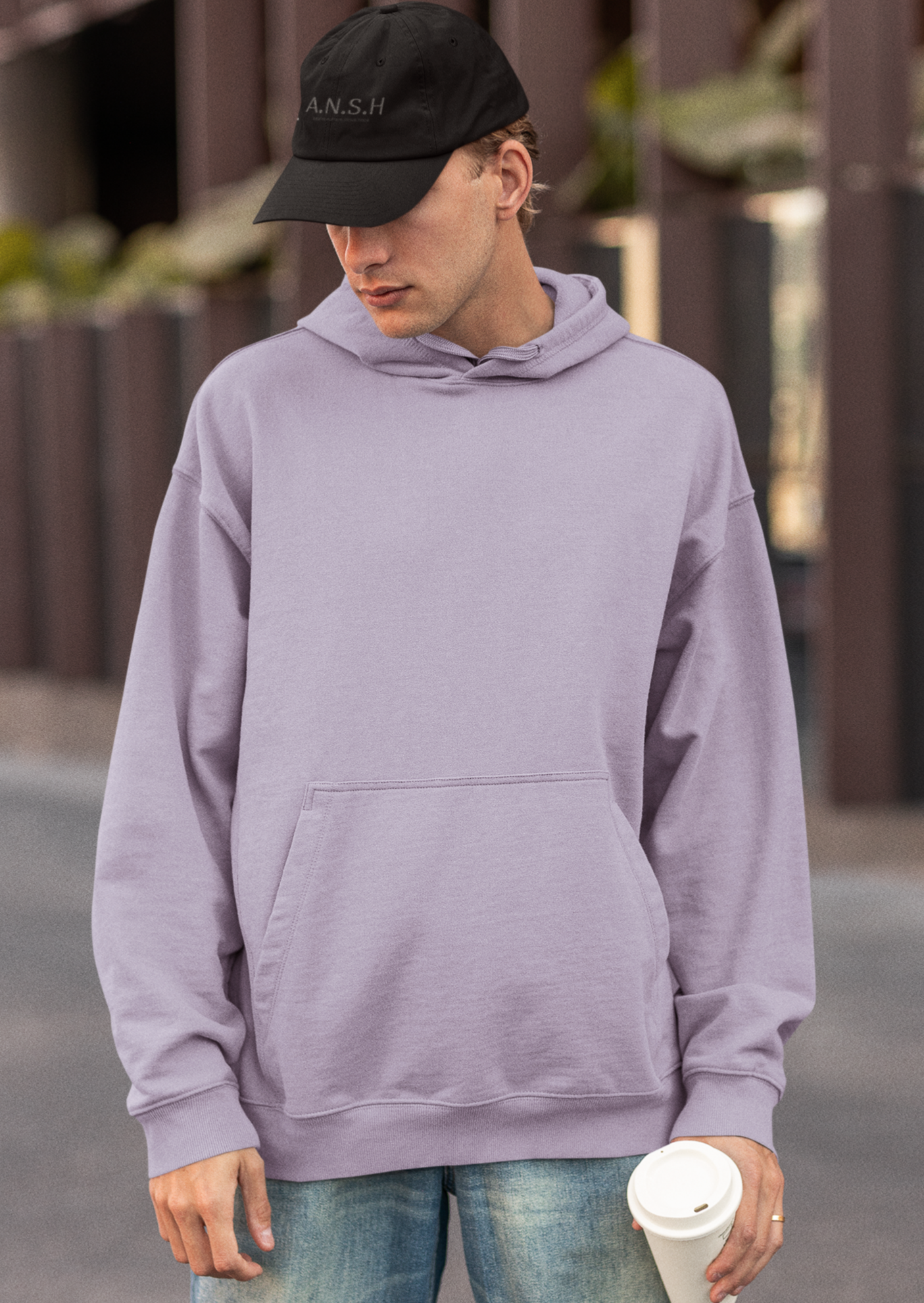 Oversized Lavender Solid Hoodie-Unisex