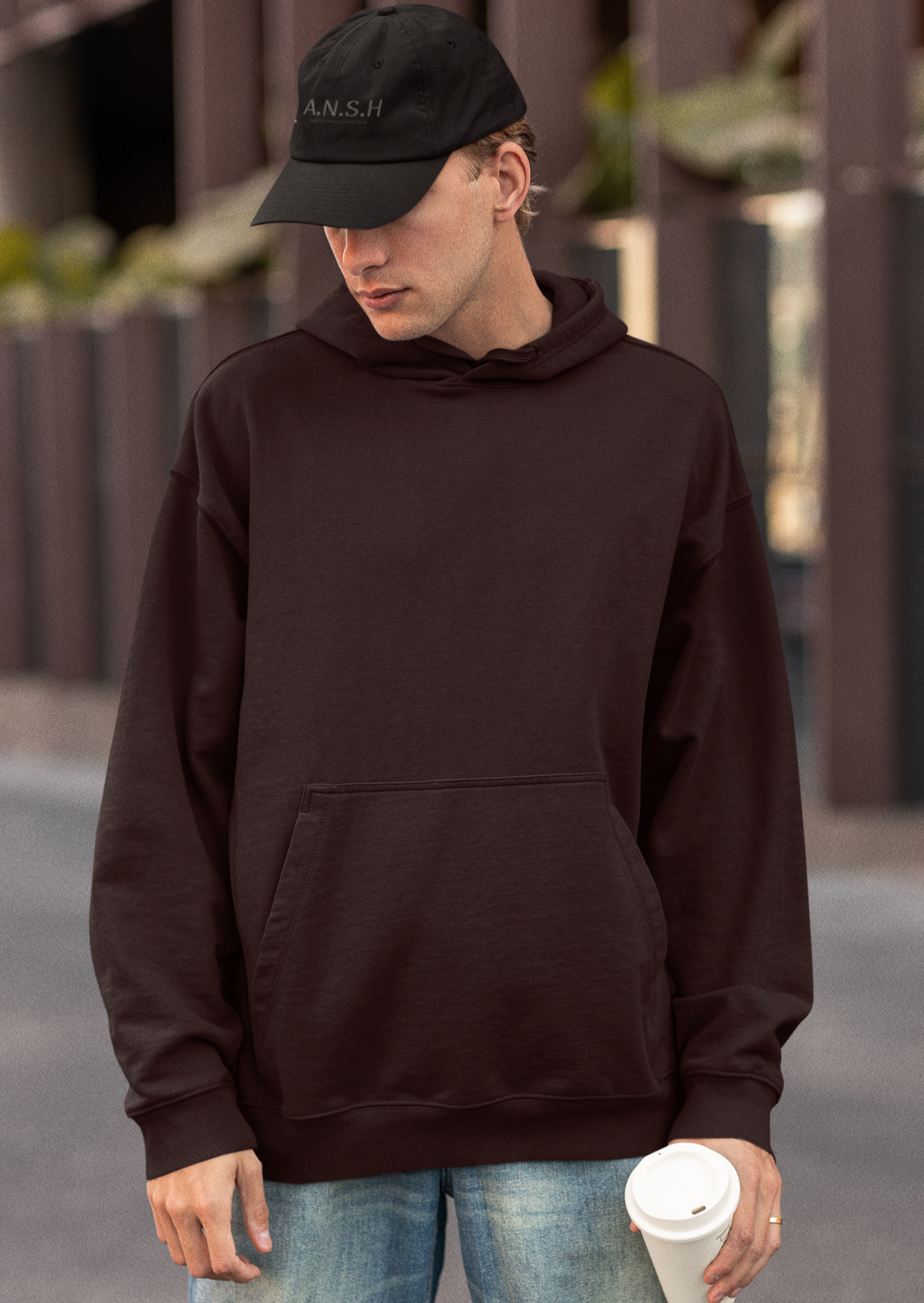 Oversized Maroon Solid Hoodie-Unisex