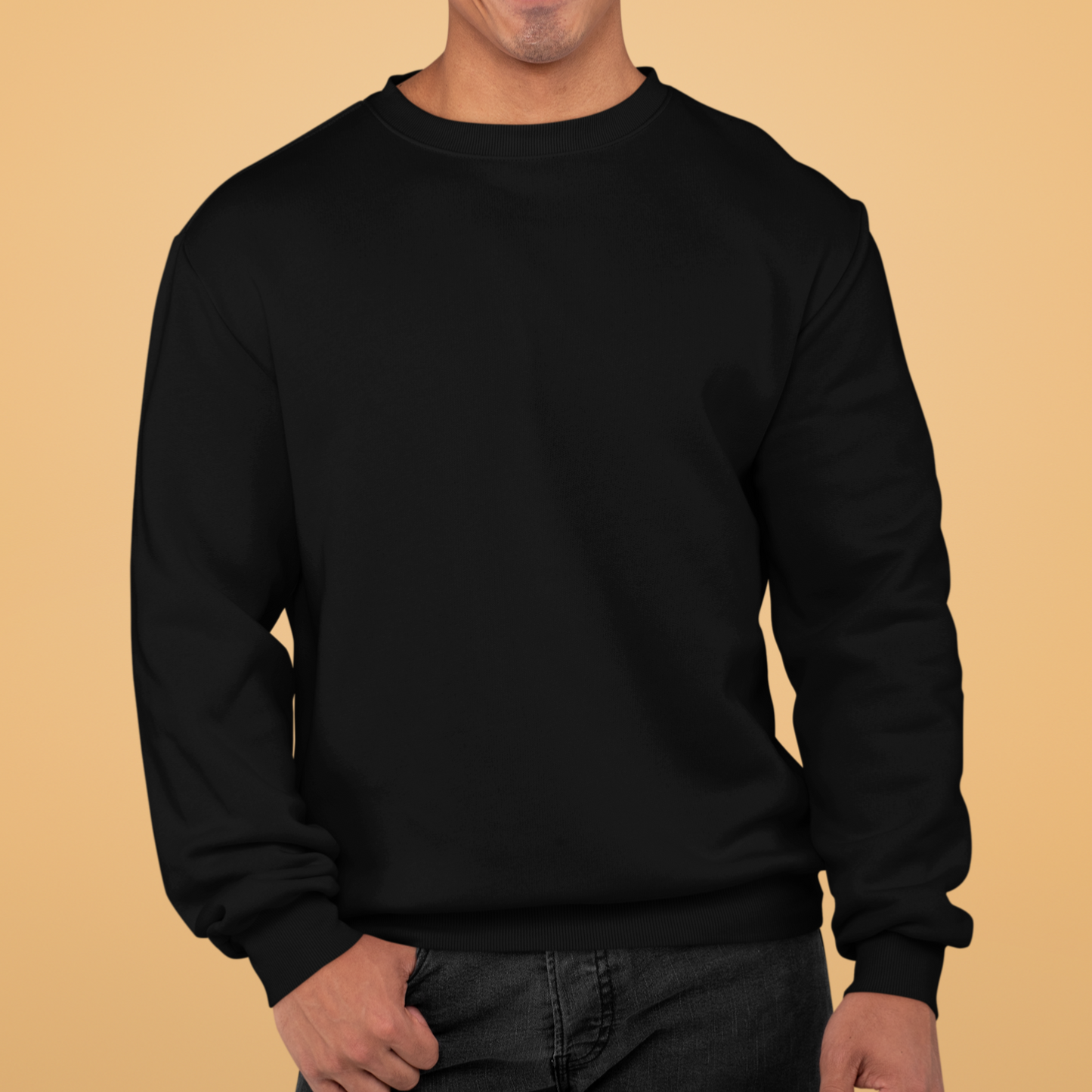 Solid-Men's Black Regular Fit Sweatshirt