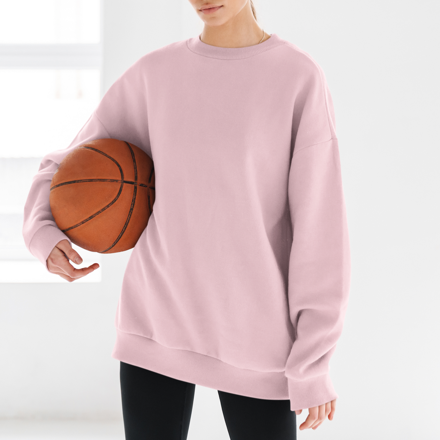 Oversized Pink Solid Sweatshirt-Unisex