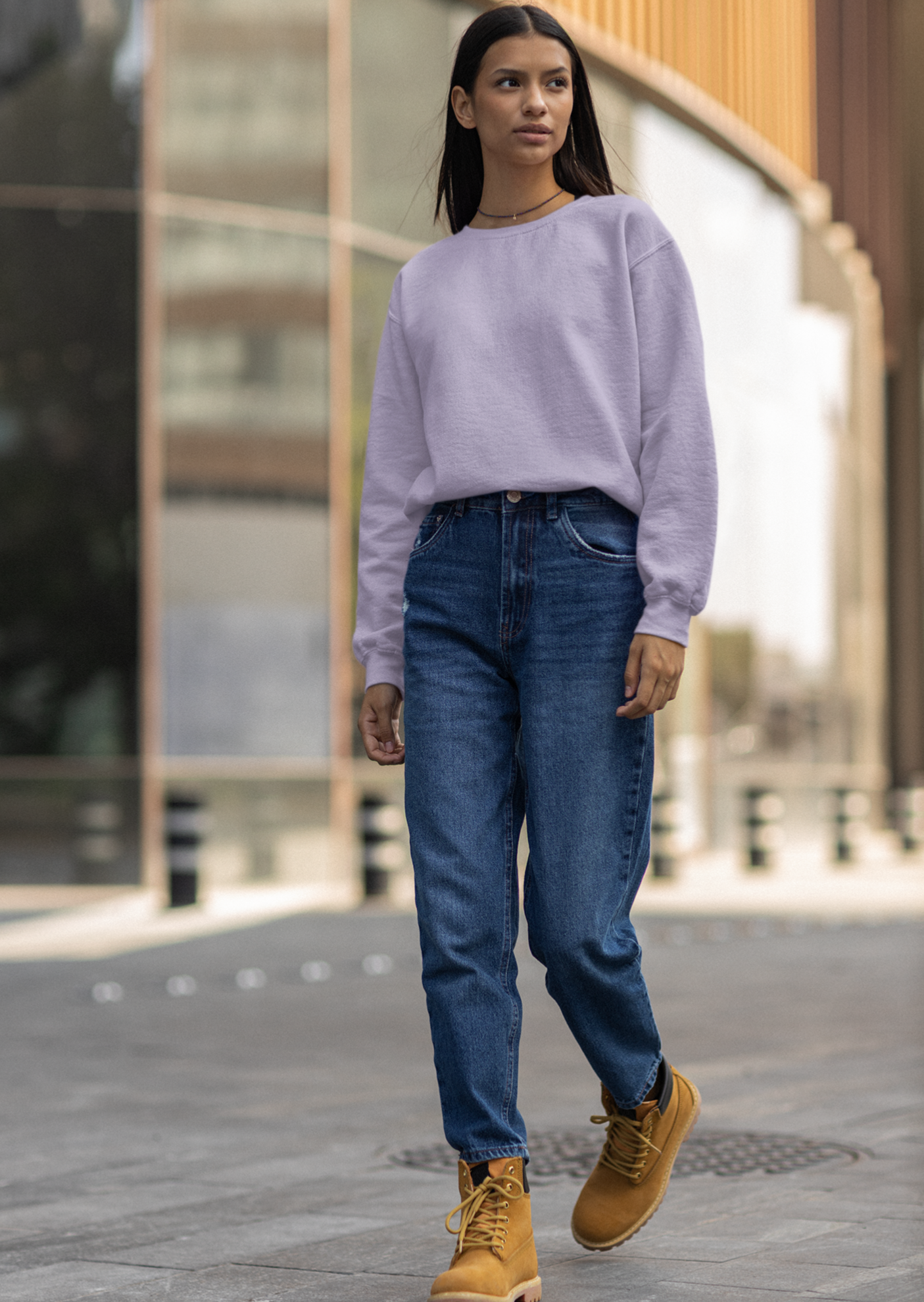 Oversized Lavender Solid Sweatshirt-Unisex