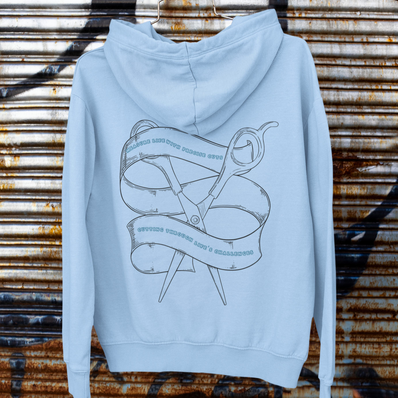 Men's Blue Printed Regular Fit Hoodie