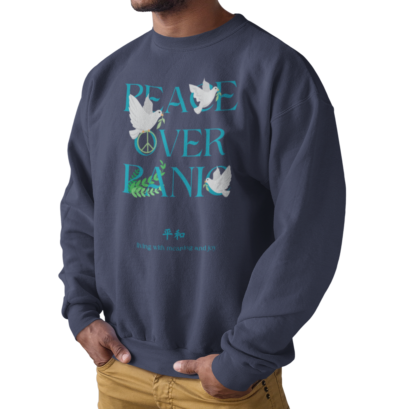 Unisex Navy Blue Oversized Printed Sweatshirt