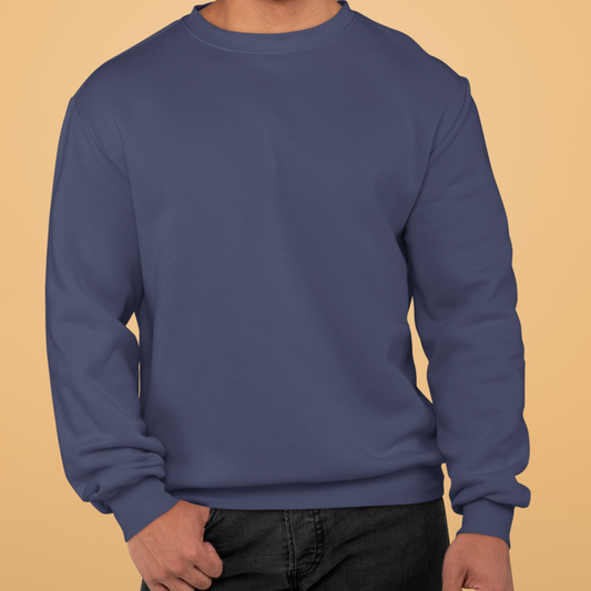 Solid-Men's Navy Blue Regular Fit Sweatshirt