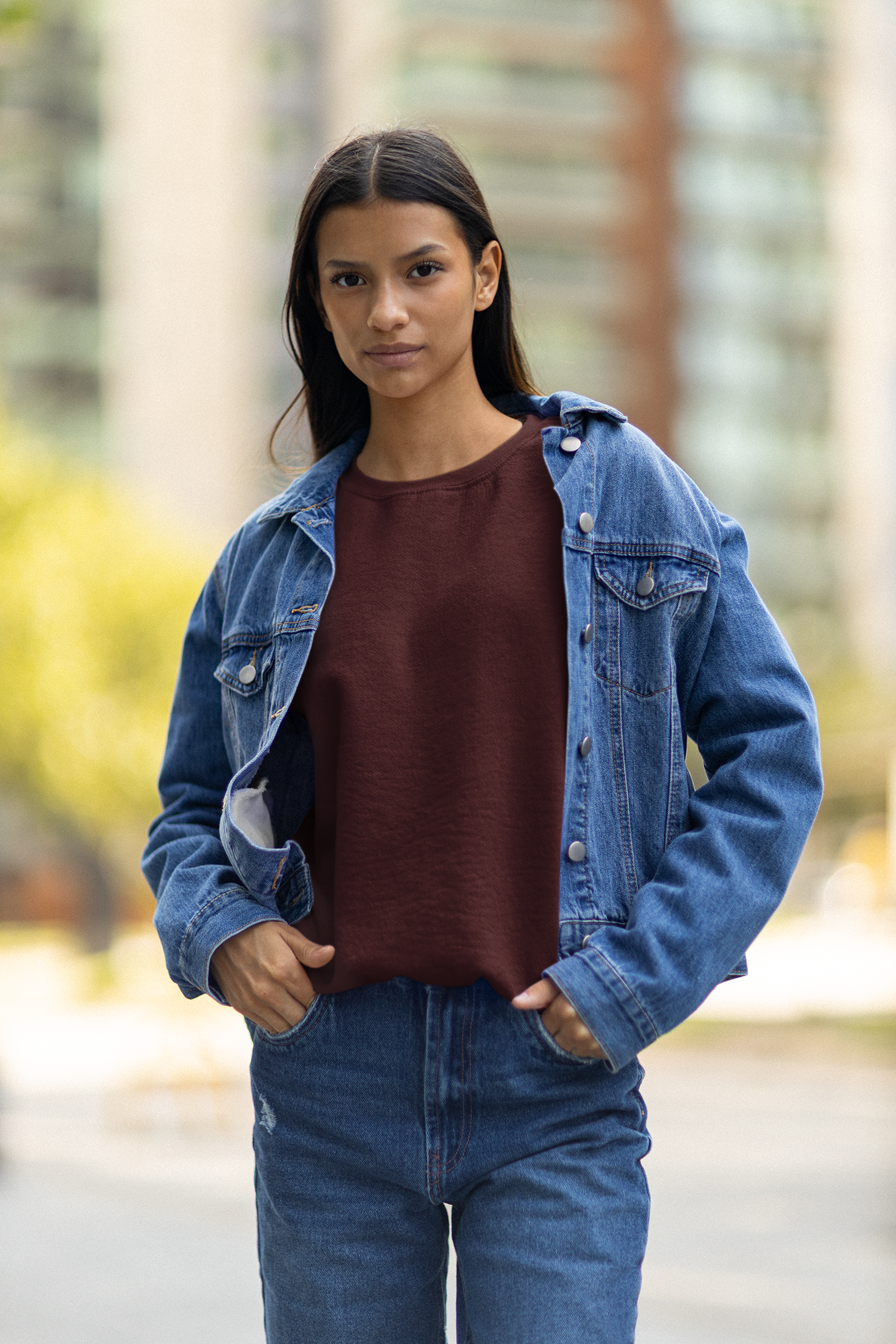 Oversized Maroon Solid Sweatshirt-Unisex