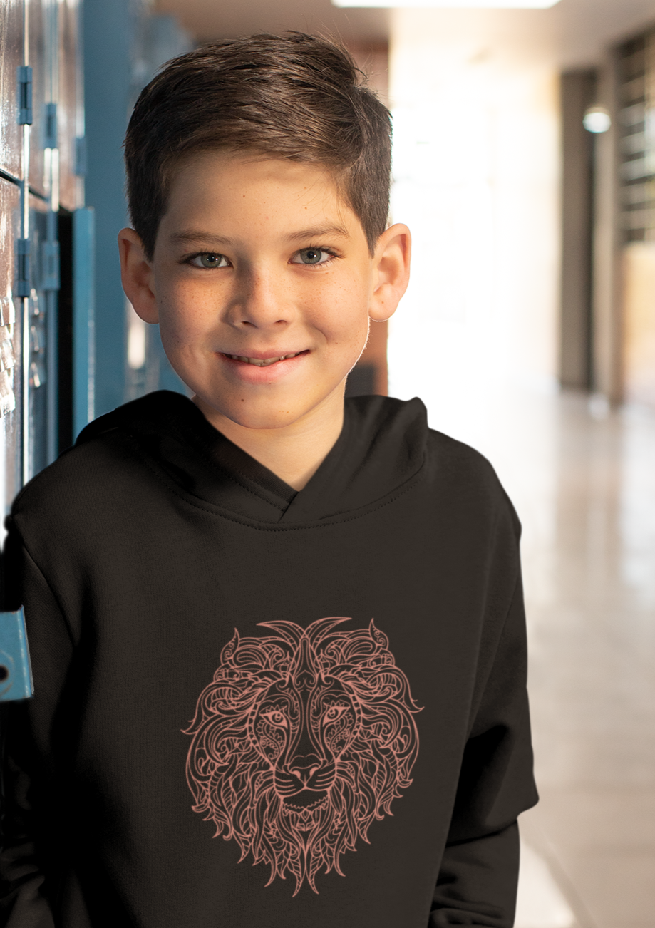 Boy's Black Printed Hooded Sweatshirt