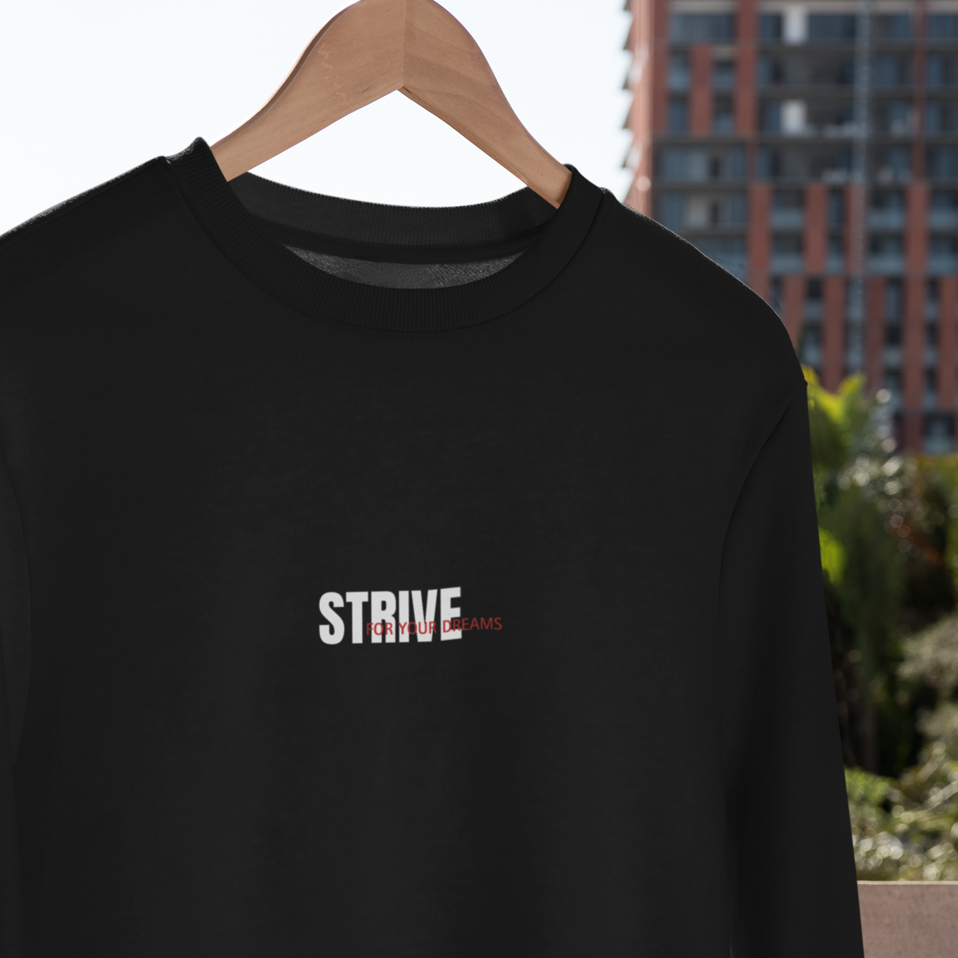 Men's Black Regular Fit Sweatshirt-STRIVE