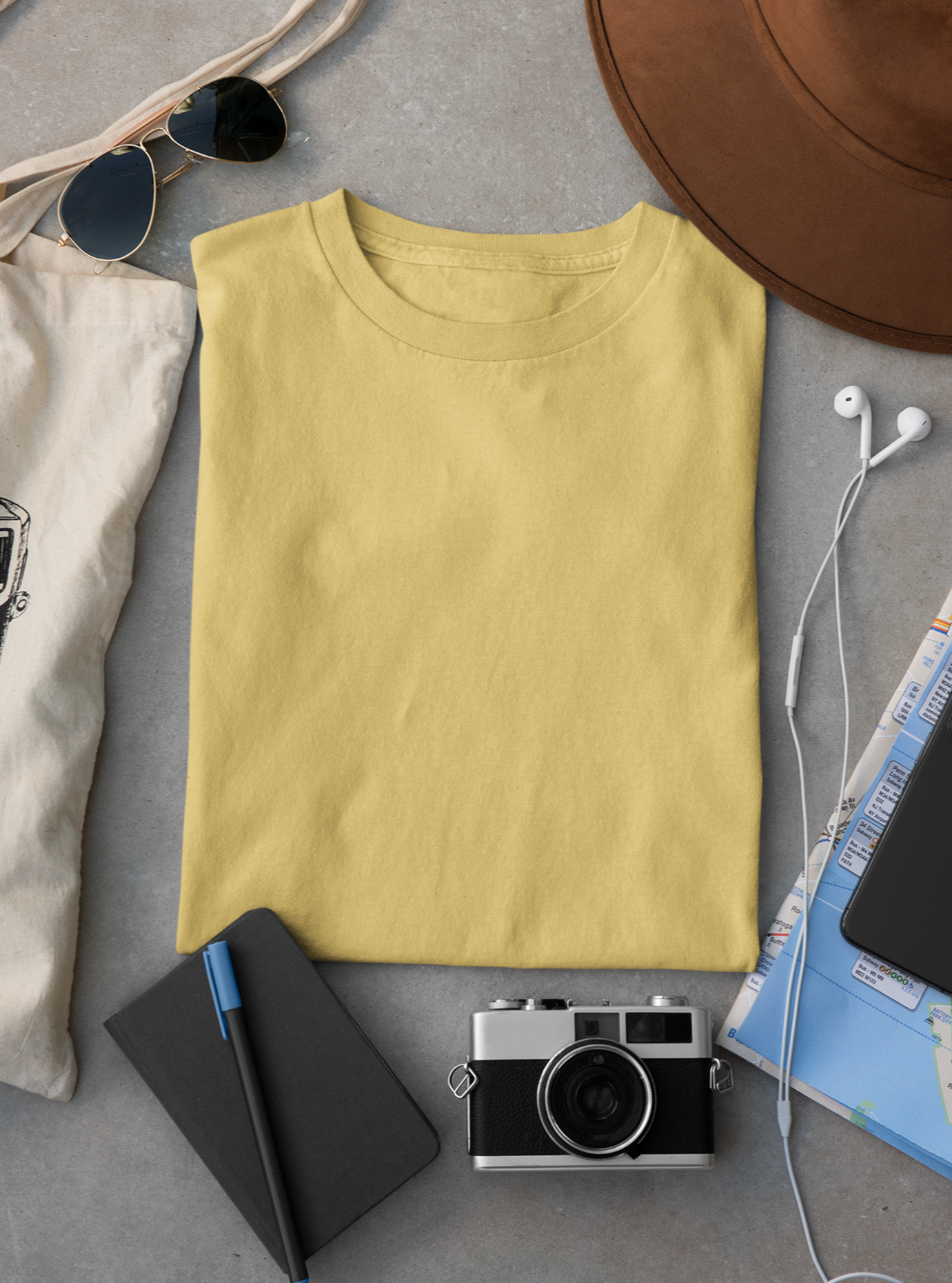 Solid Men's Yellow Regular Fit T-shirt