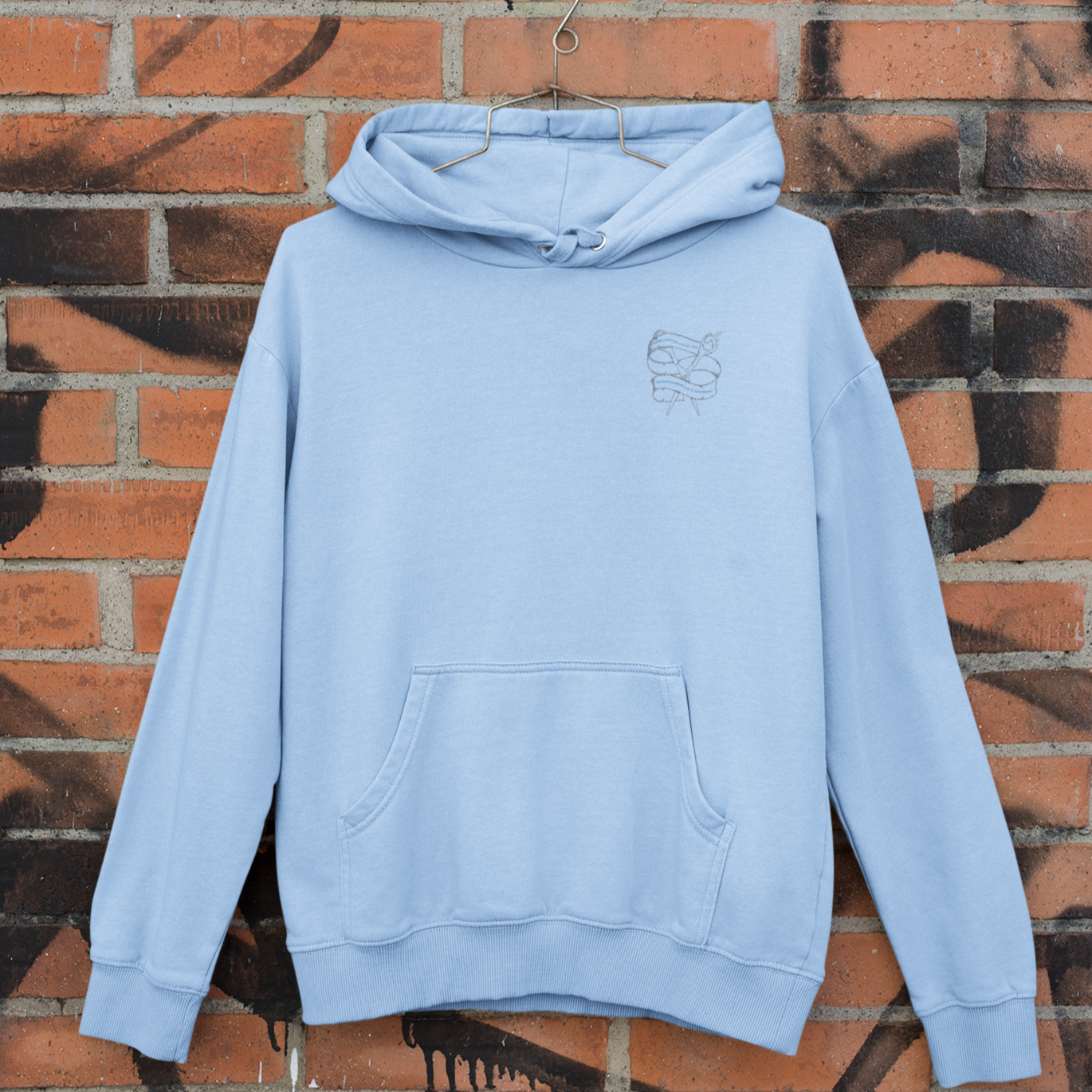 Men's Blue Printed Regular Fit Hoodie