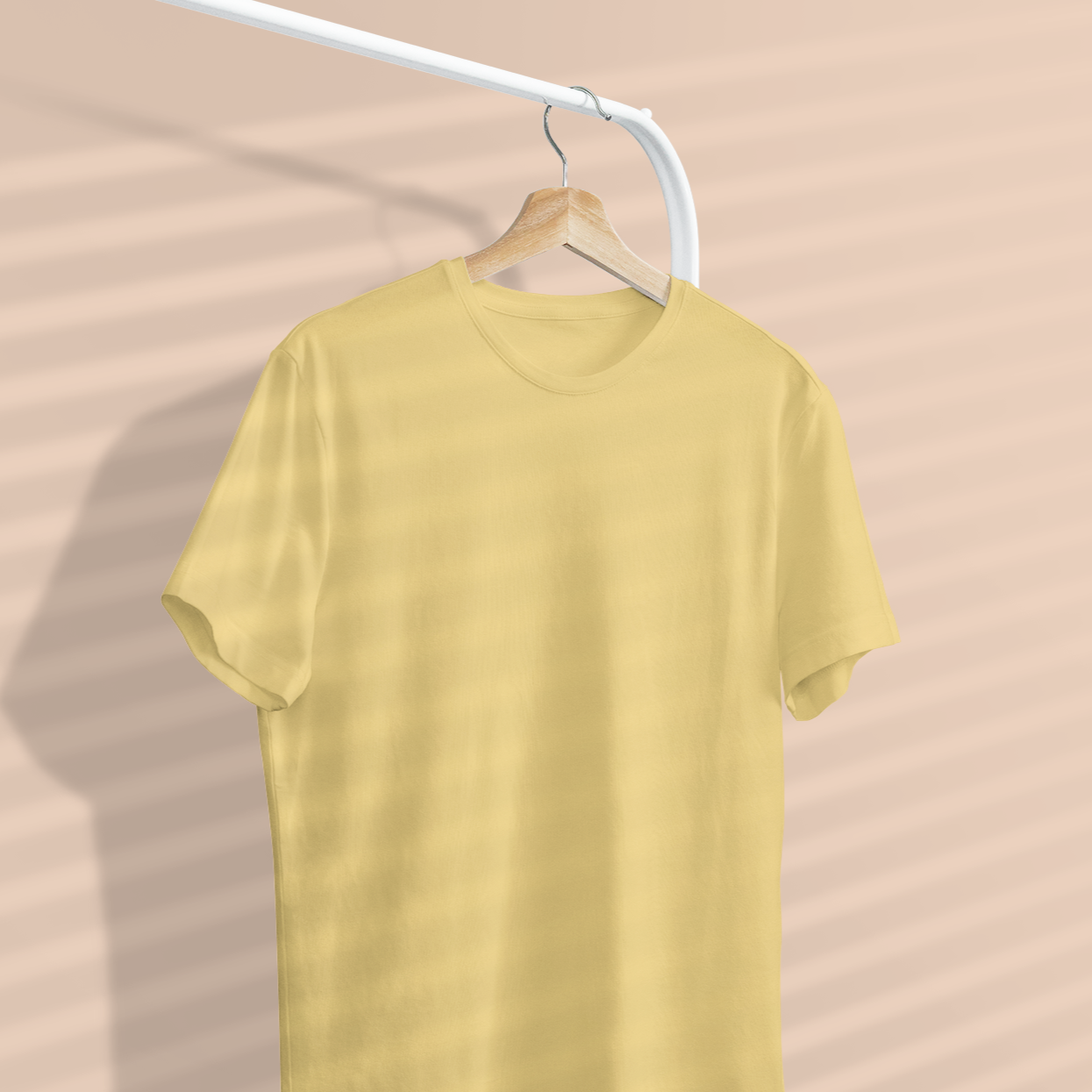 Solid Men's Yellow Regular Fit T-shirt