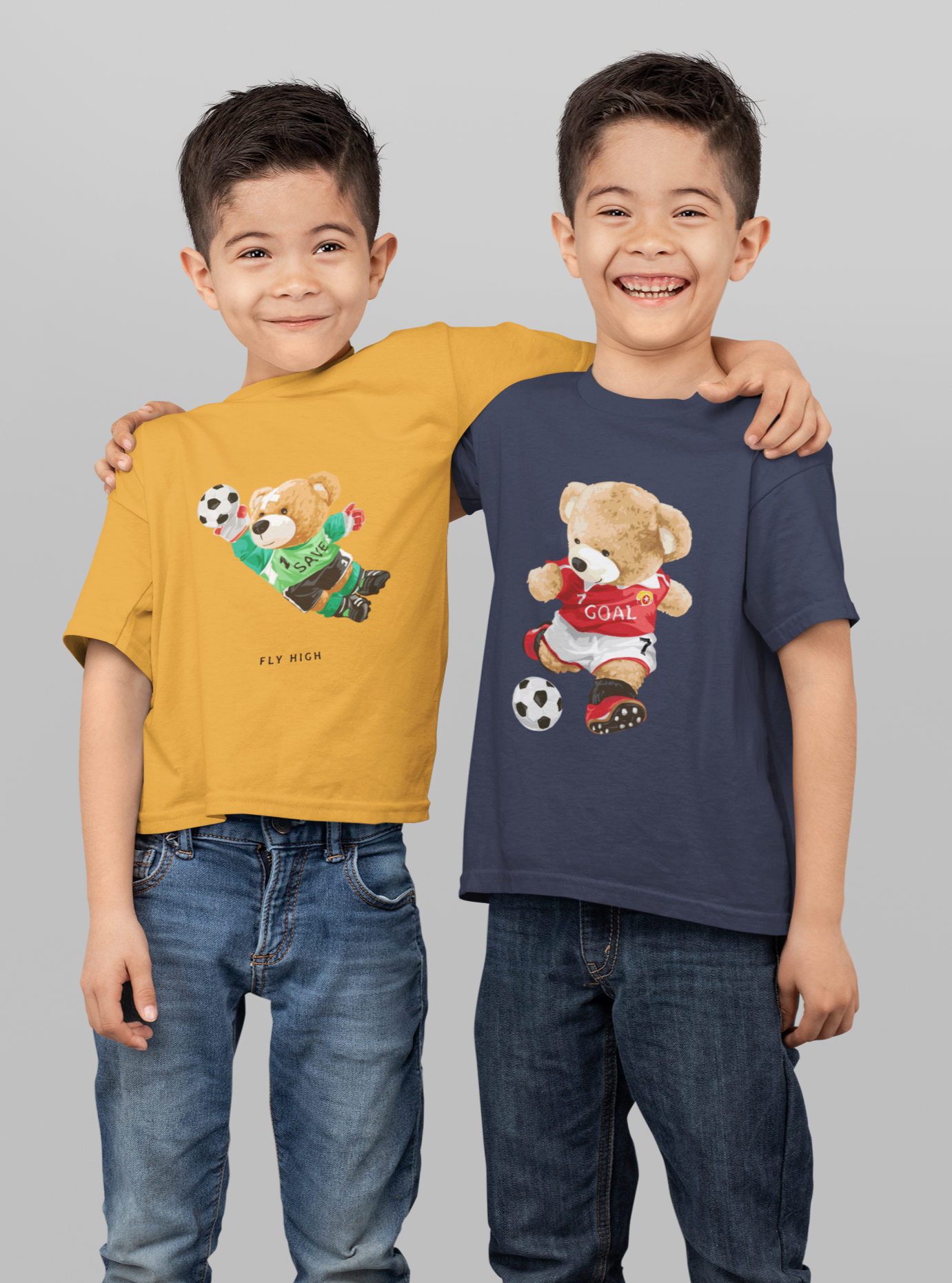 Kid's Soccer Teddy Printed T-shirt