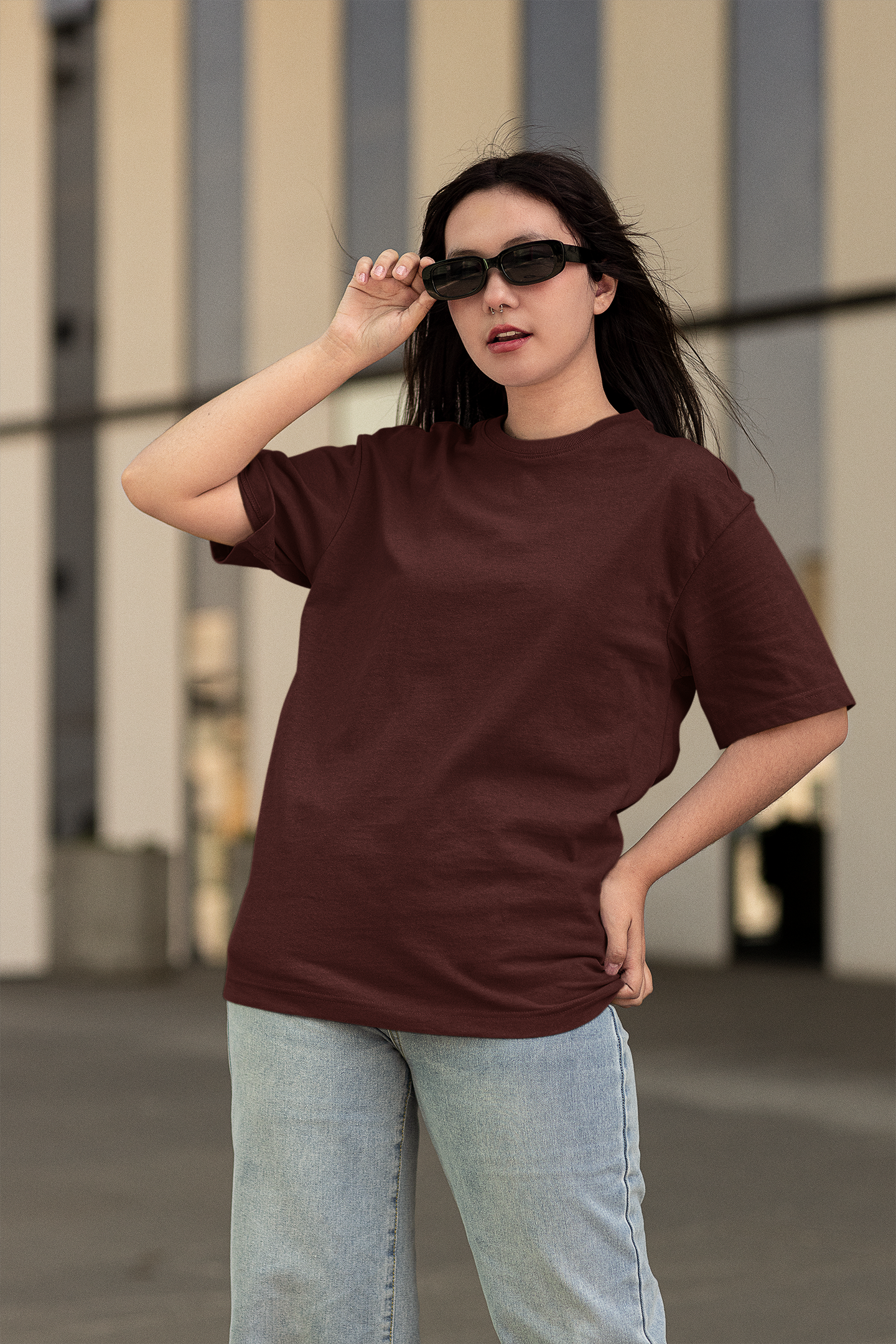 Unisex Maroon Oversized T-shirt