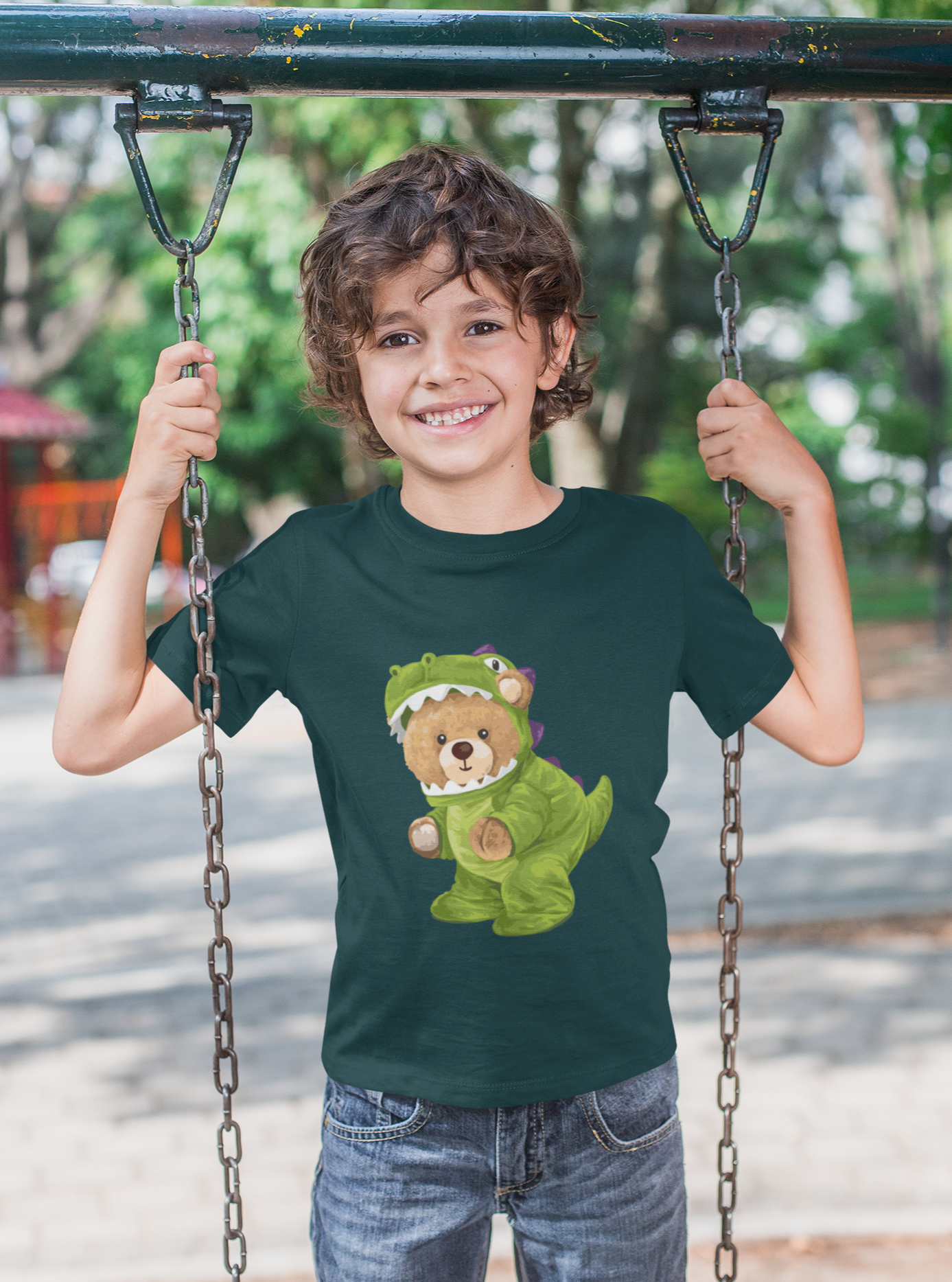 Boy's Dino Teddy Printed T-shirt