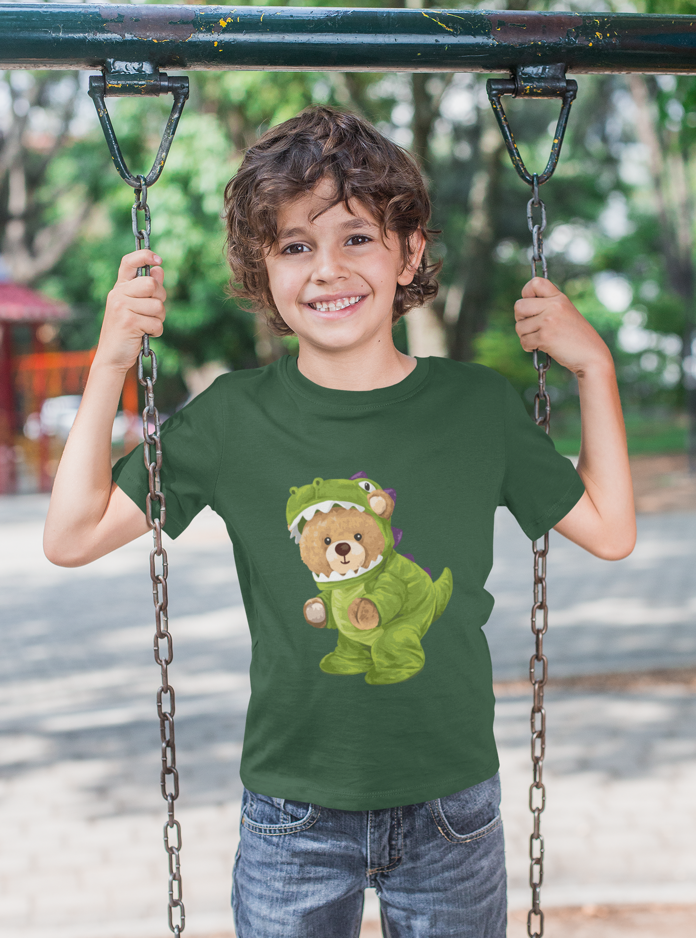 Boy's Dino Teddy Printed T-shirt